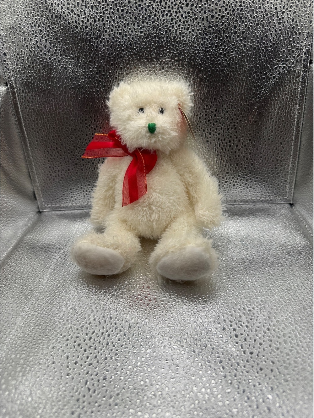 2004 Holiday Teddy Beanie Baby Plush Toy with Red Ribbon Bow